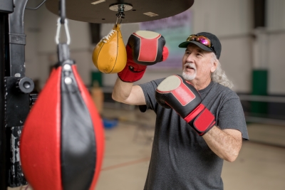 Steve at a non-contact boxing class for people with Parkinson's
